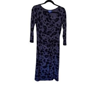 Pendleton Blue Black Floral Mini Ruched Bodycon Dress Women S Casual Long Sleeve